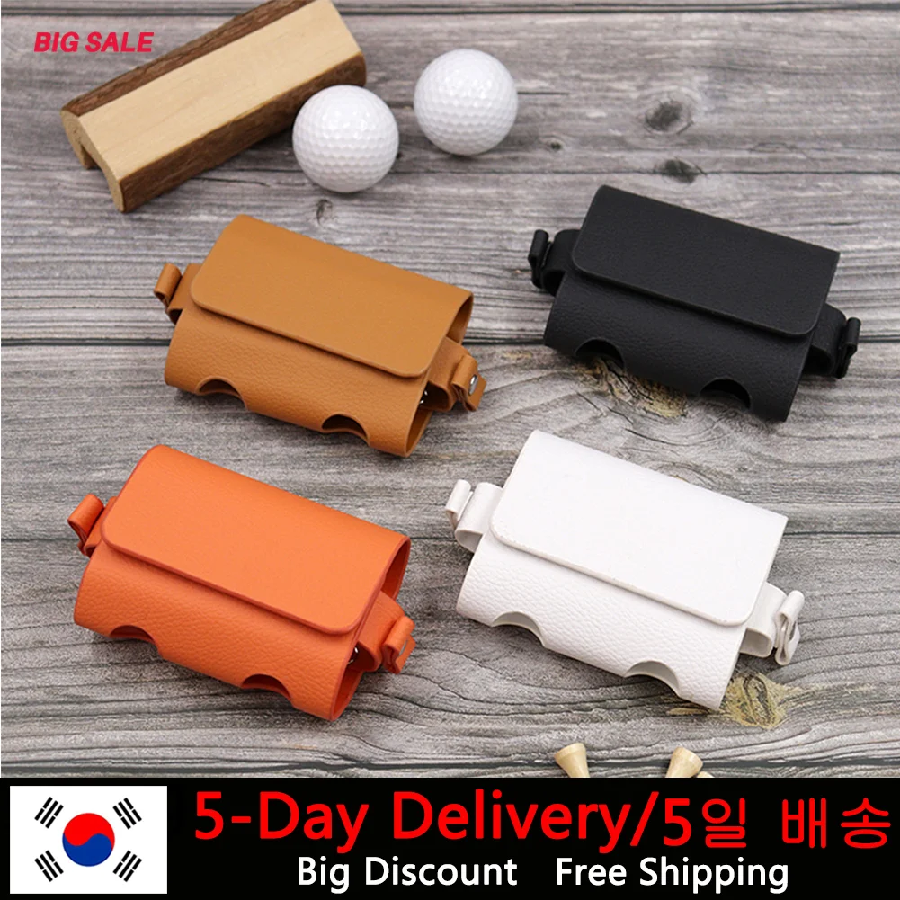 Golf Pouch Bag PU Leather With Golf Tees Golf Balls Hang On Waist Golf Belt Portable Waist Storage Bag For Golf Sports