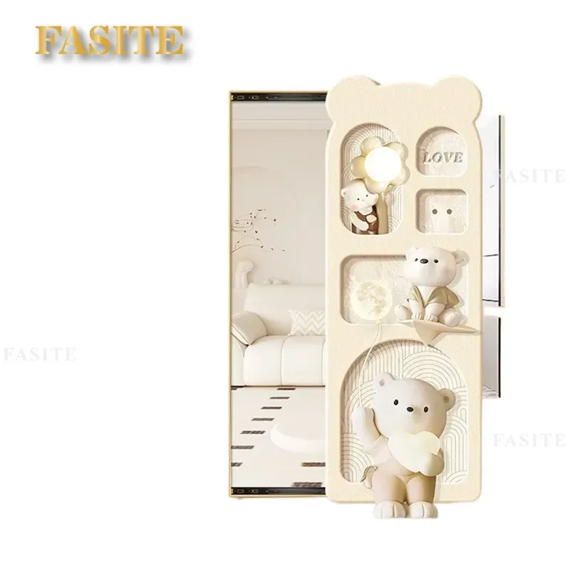 For Little Bear Mural Cream Cartoon Mirror Push-Pull Porch Block Wind Hidden Full Body Length Mirror Hanging Painting Decor