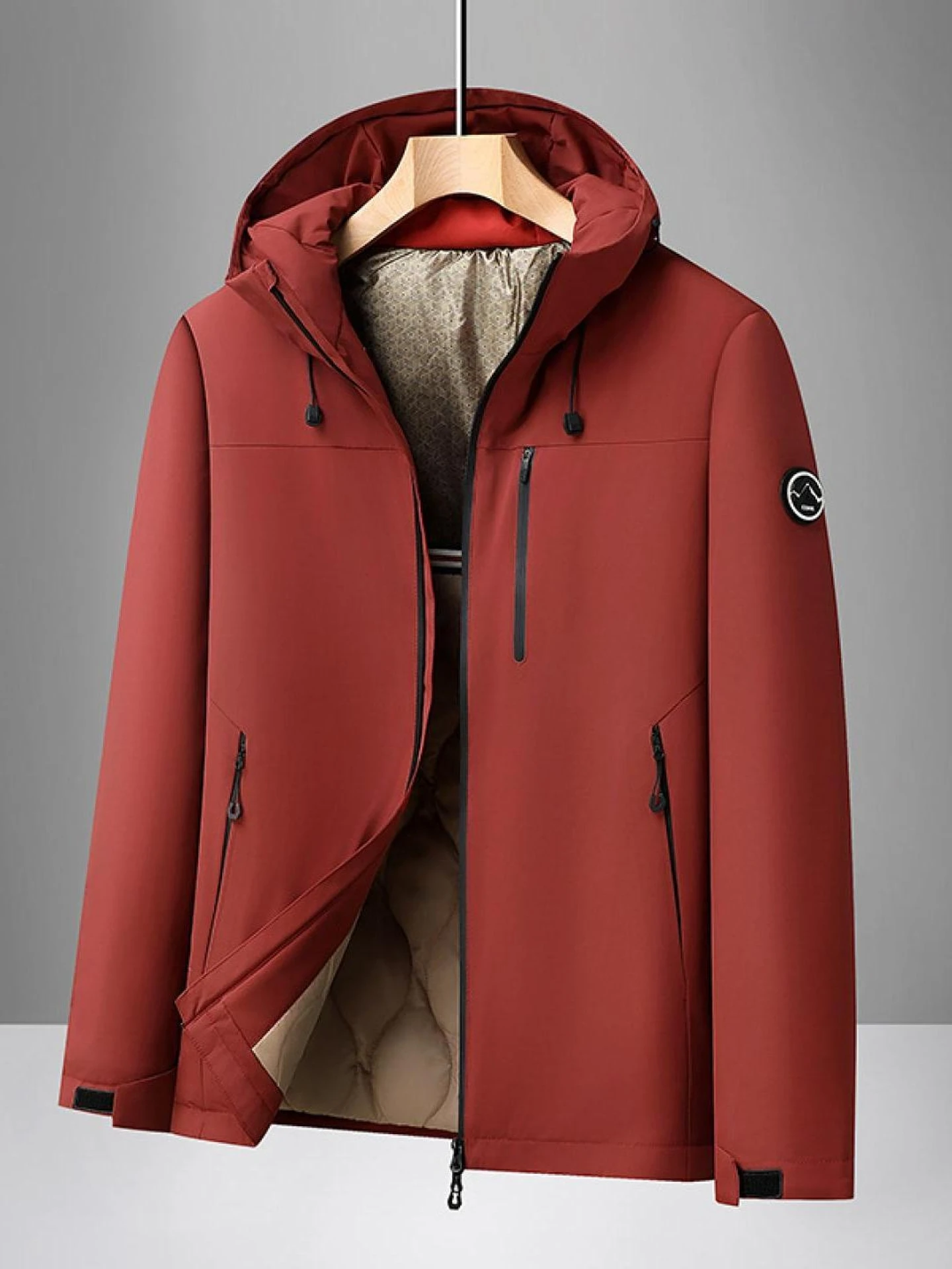 

Thiened Winter Cotton Jaet for Men Outdoor Busin Casual Faionable Hooded Bright Color Cotton Coat Stand Fit Long ...
