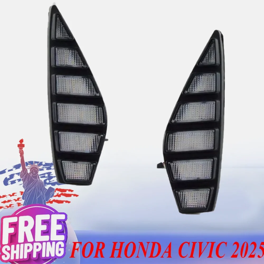 

Аксессуар для передних противотуманных фар для Honda Civic 2025, светодиодные дневные ходовые огни DRL, последовательный указатель поворота