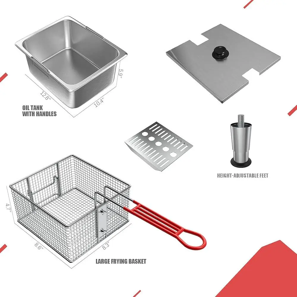 Professional Stainless Steel Deep Fryer Electric 3600W Dual Tank 10L Timer Easy Clean with 2 Baskets