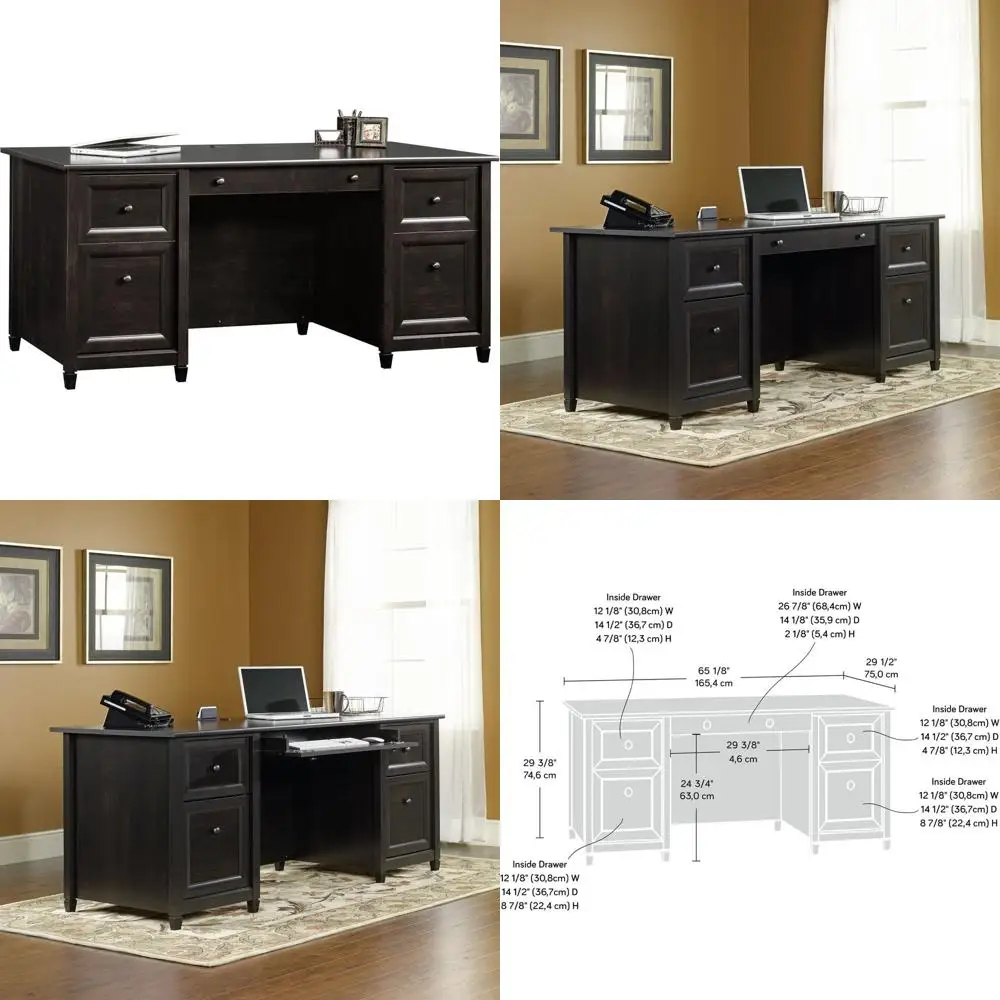 

Spacious Executive Double Pedestal Desk in Sleek Estate Black