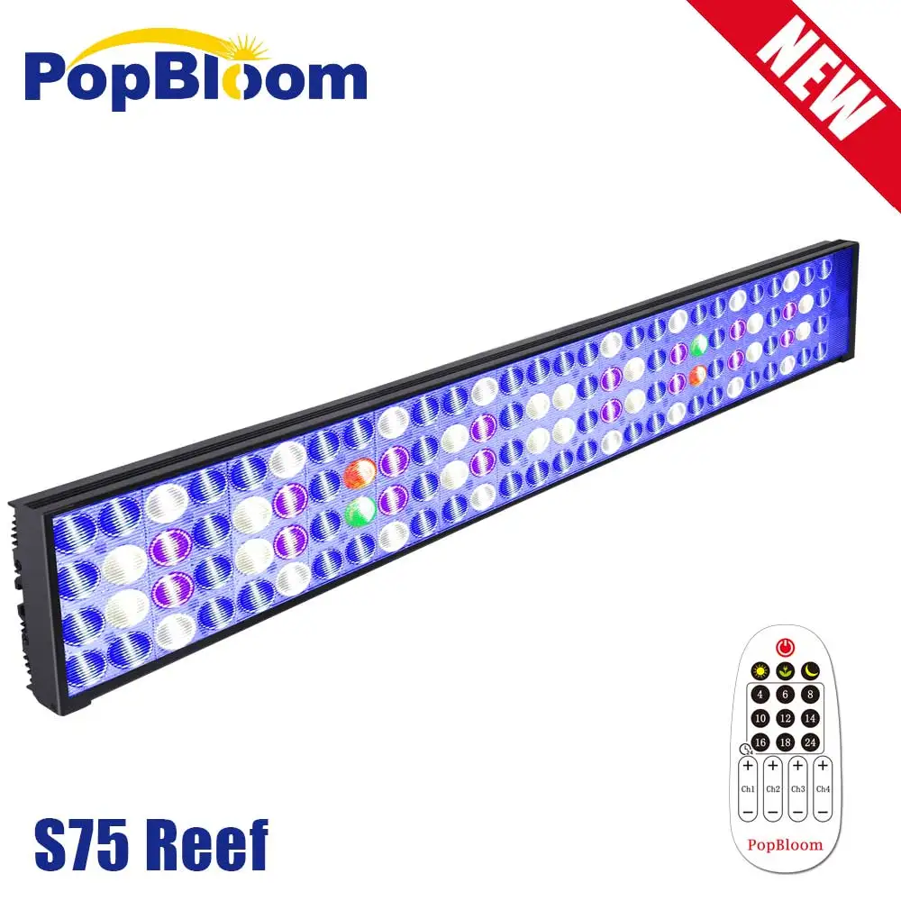 PopBloom S75 Reef Aquarium LED Lamp, Timer Control Aquarium Light Full Spectrum for 90CM/36