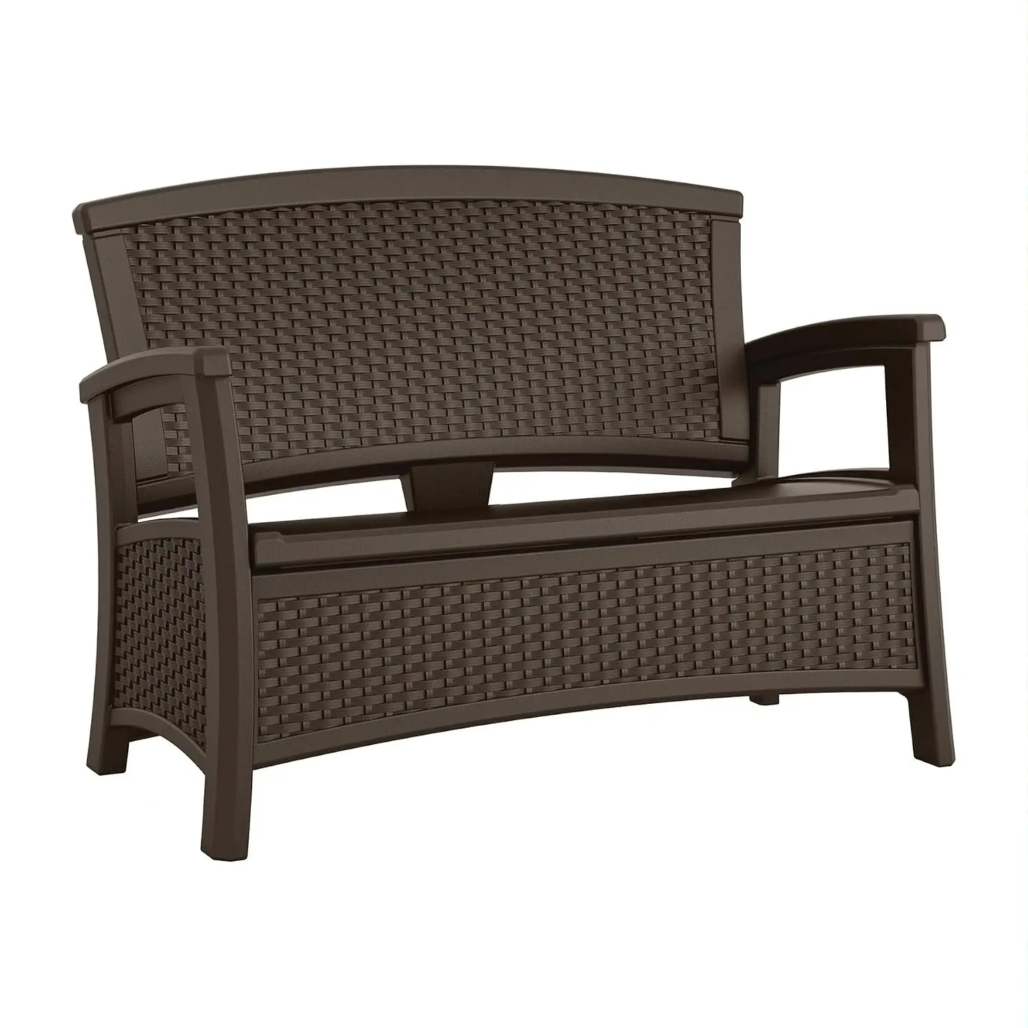 Suncast Outdoor Wicker Love Seat with 23-Gallon Storage, Comfortable Seating for Two, Ergonomic Back Support, All-Weather Furnit