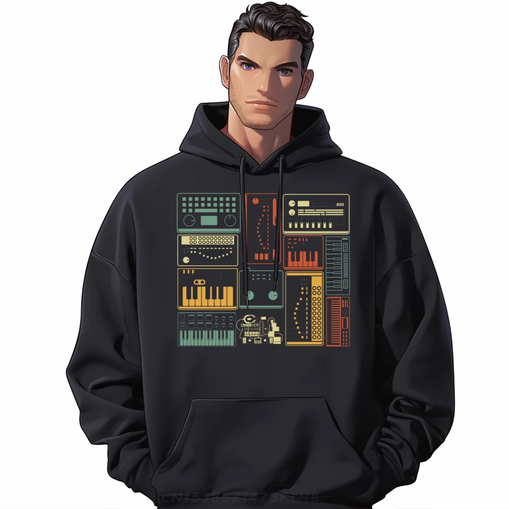 

Analog Modular Synthesizer Music Producer Keyboard Fashion Hoodies Men Durable and wear-resistant White Hoodies Men Lovers Day