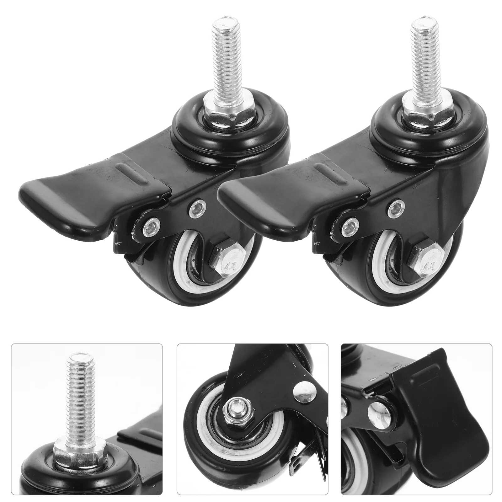 

4 Pcs Furniture Casters Chairs Mop Wheels Rolling Polyurethane Cart Office Go Carts