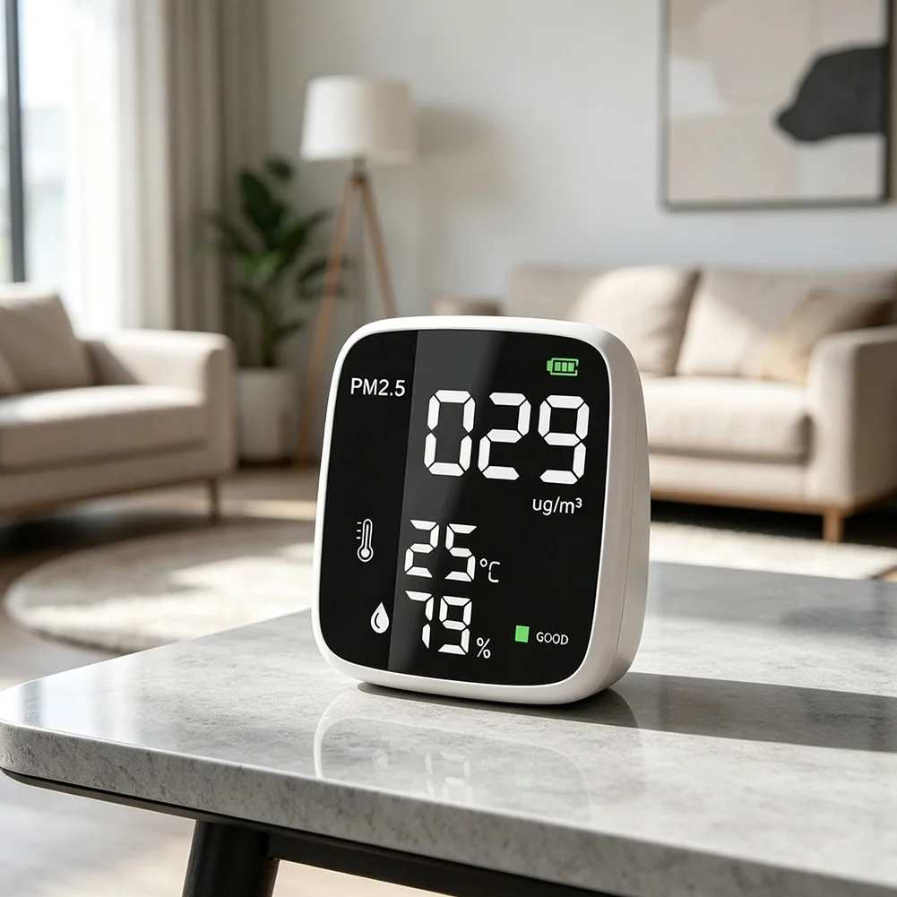 Thermohygrometer DM1308E for PM2.5 Monitoring with Real-Time Temperature and Relative Humidity Readings for Indoor Environments