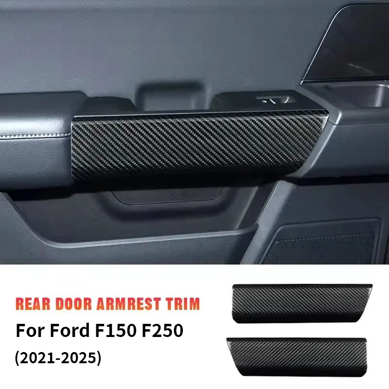 

For Ford F150 F250 21-2025 Real Dry Carbon Fiber Front Rear Door Armrest Decorative Trim Strip Interior Modification Accessories