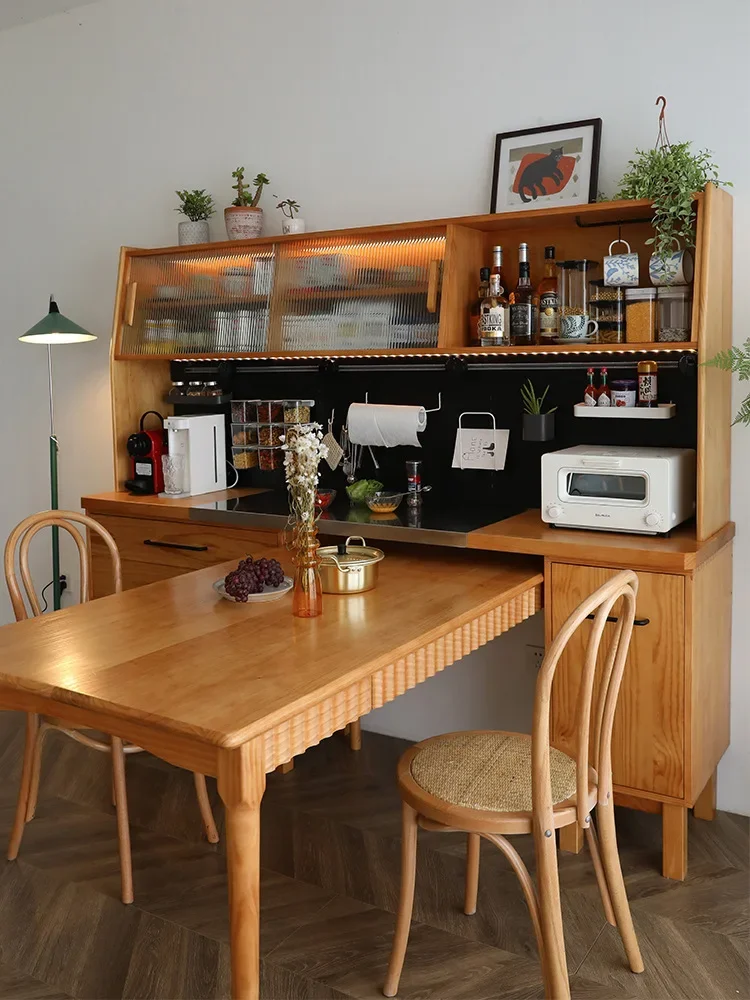 خزانة جانبية من خشب الكرز، طاولة طعام، مجموعة مطبخ، خزانة تخزين منزلية متعددة الوظائف #1