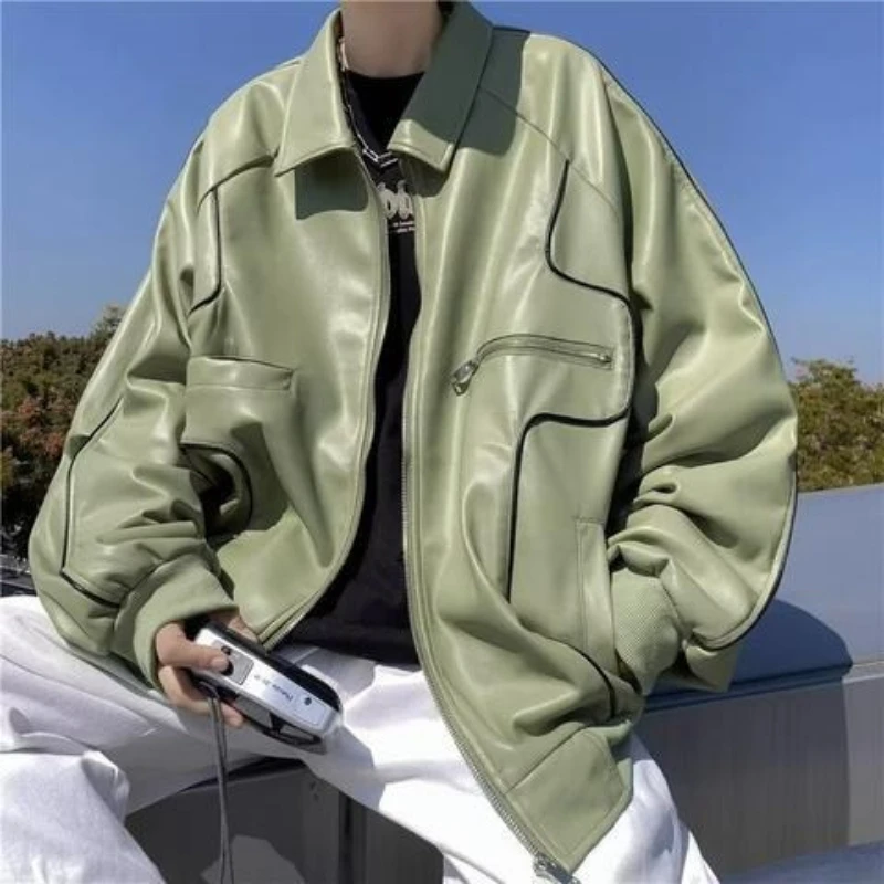 

American Retro Collared Flight Jacket 2025 Winter Men's PU Leather Coat High End Motorcycle Jacket​
