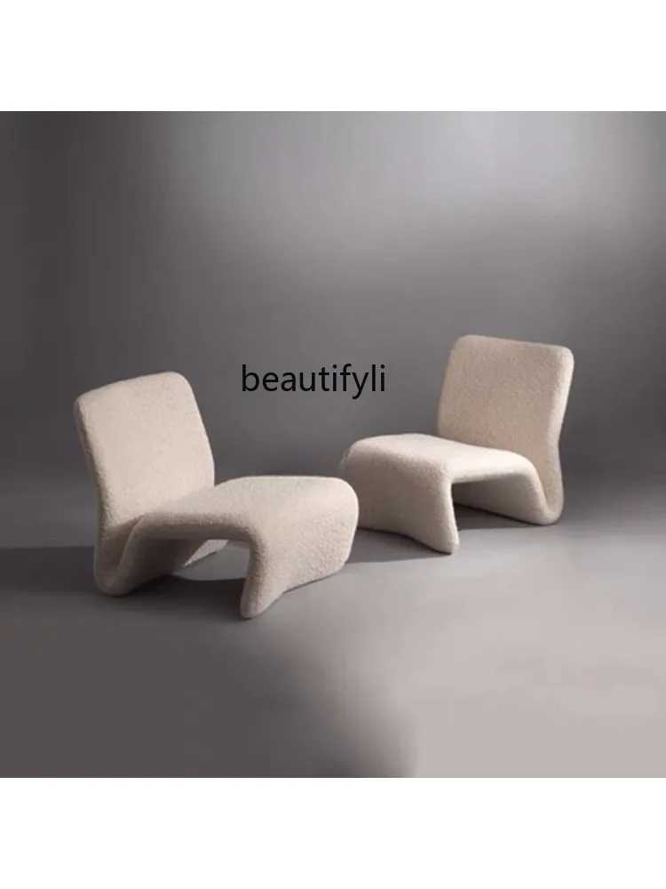 Designer New FRP Lamb Wool Leisure Chair Modern Art Simple Villa Shaped Couch bedroom chair  floor chair