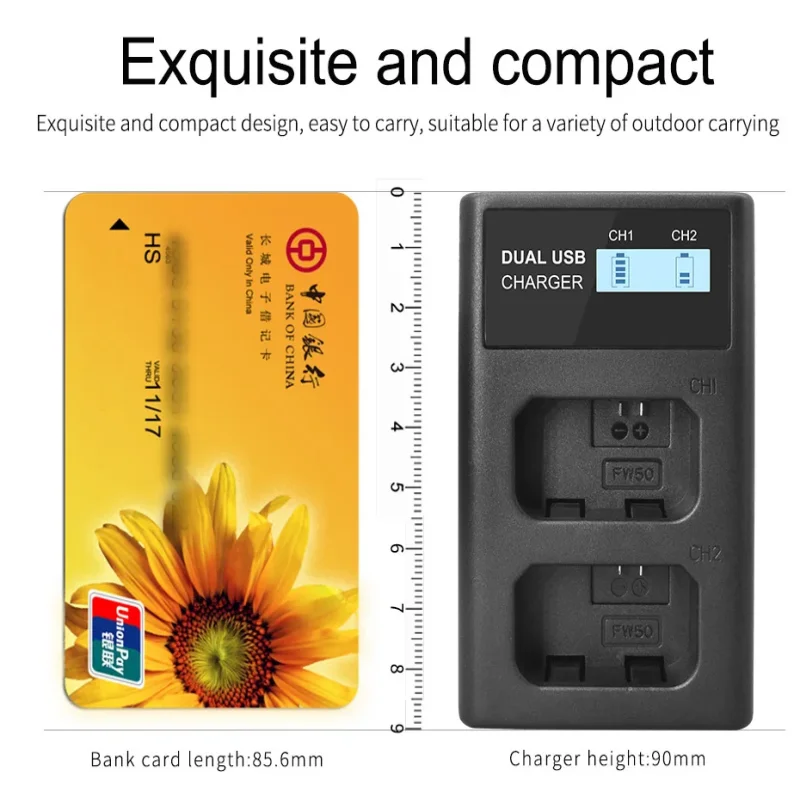 NP-FW50 LCD USB double chargeur NP FW50 chargeurs de batterie d'appareil photo pour Sony Alpha a6500 a6300 a7 7R a7R a7R II a7II NEX-3 NEX-3N NEX-5