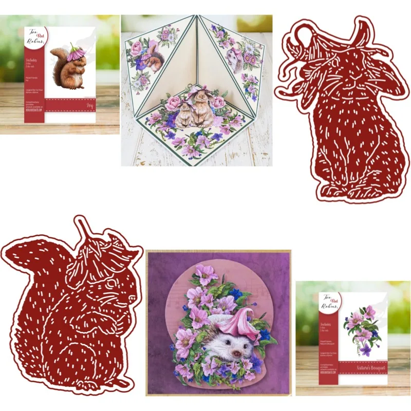 A Combination of Squirrels, Rabbits, Hedgehogs Metal Cutting Frame Dies 2026 New Templates DIY Scrap Booking Paper Making Craft