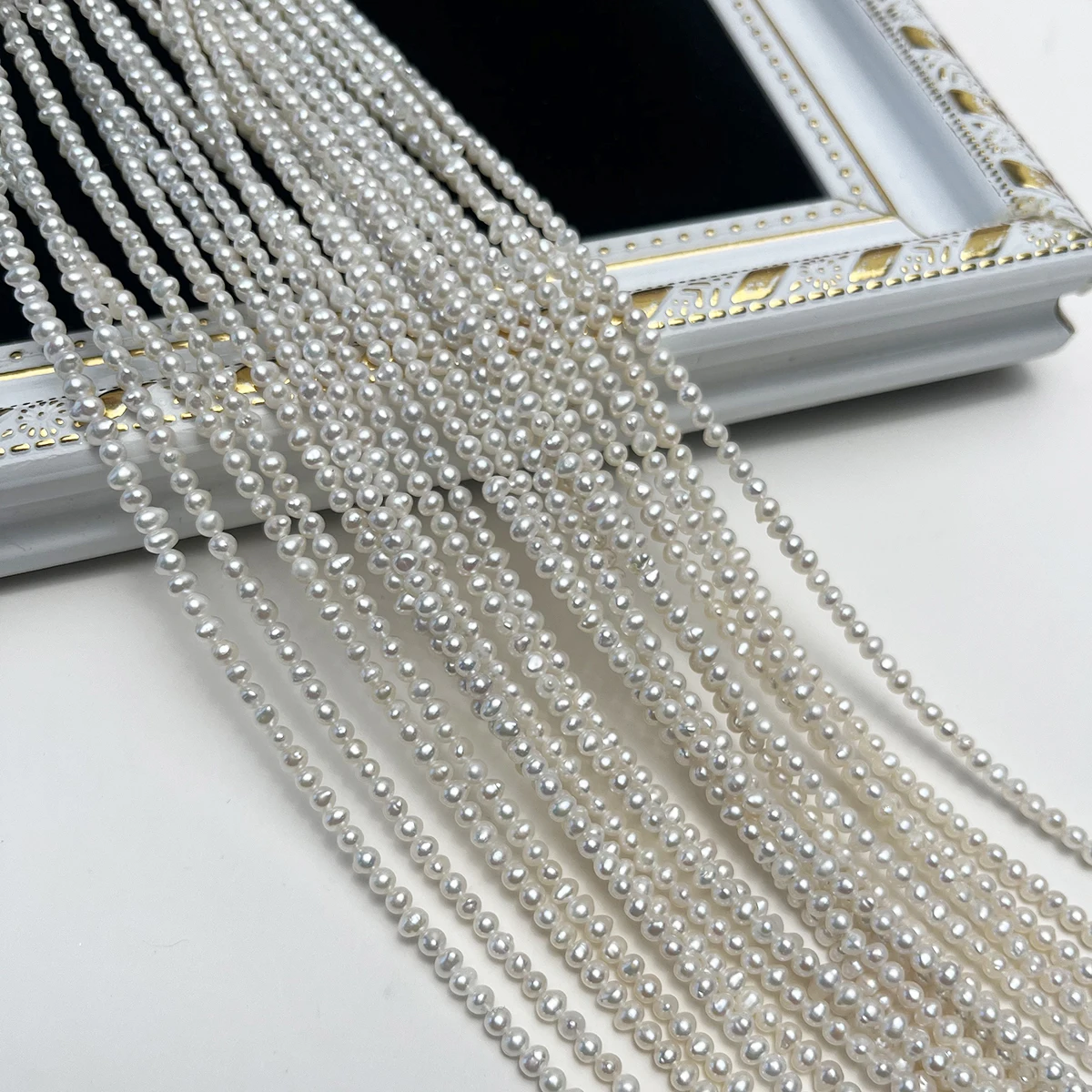 

Small Bead Natural Freshwater Pearl 2-2.5mm Double-Sided Polished Round Jewelry Make DIY Necklace Bracelet Accessories Women