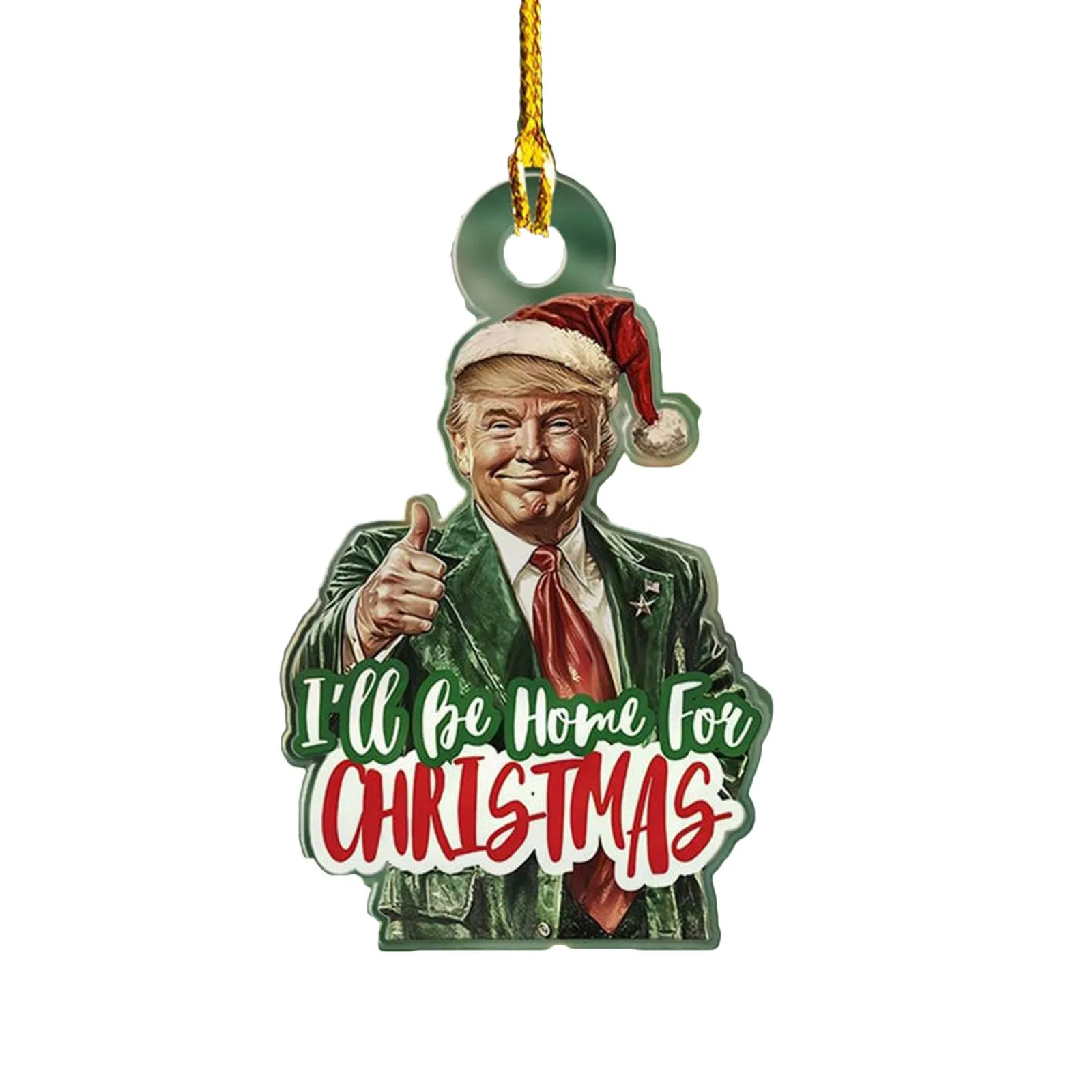 Trump-Inspired Acrylic Christmas Decor Hanging Ornament For Car And Tree Perfect Holiday Gift Funny Cartoon Pendant