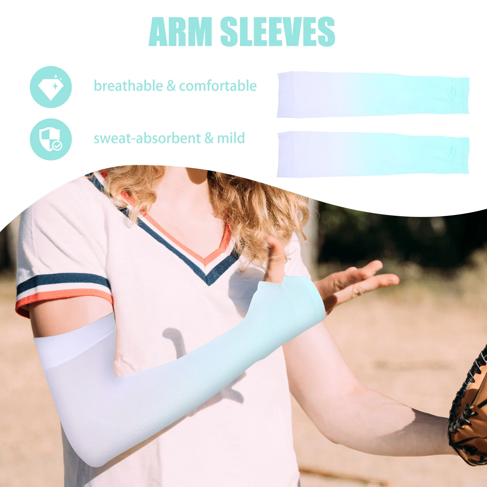 Mangas de brazo de refrigeración, funda de protección solar duradera y transpirable para verano, ciclismo al aire libre, correr, Golf, conducción, 1 par