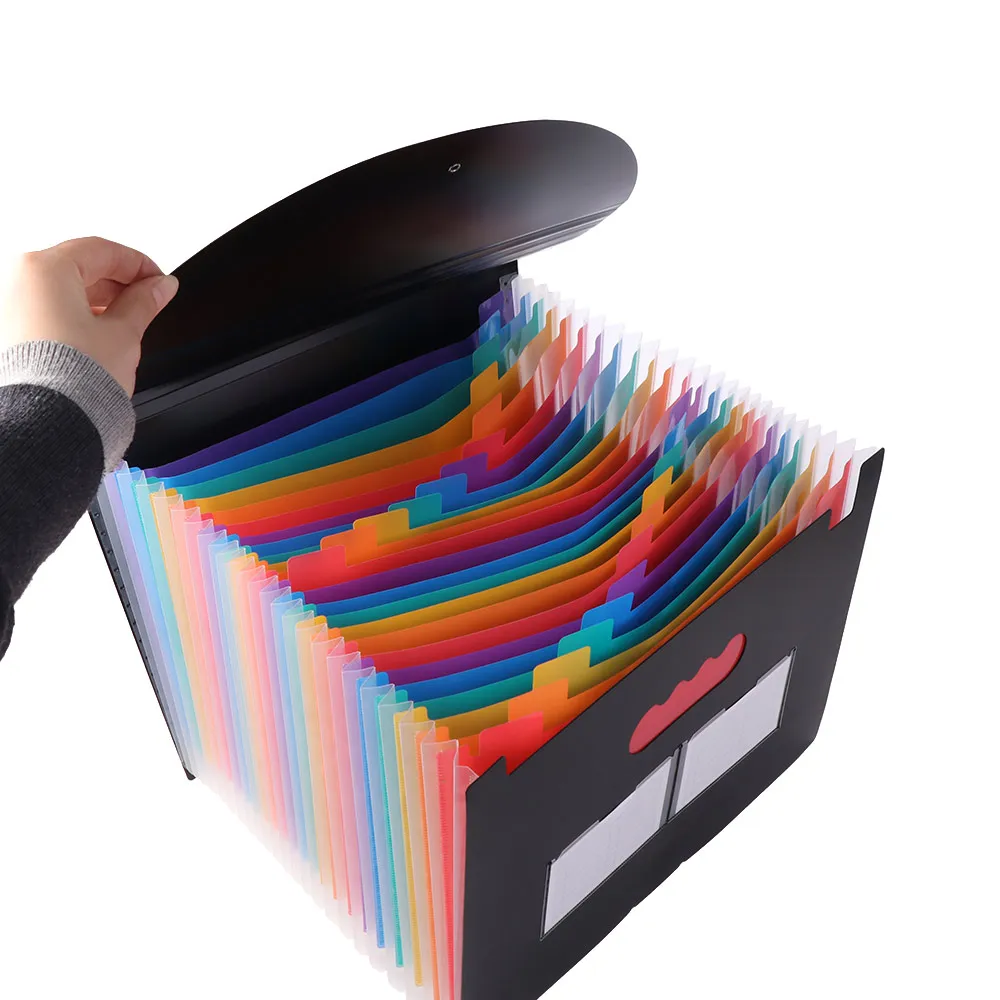25 Pockets File Folder Organizer Rainbow Multi-Purpose Expandable Filing Box Large Capacity Plastic Art Supplies Folder