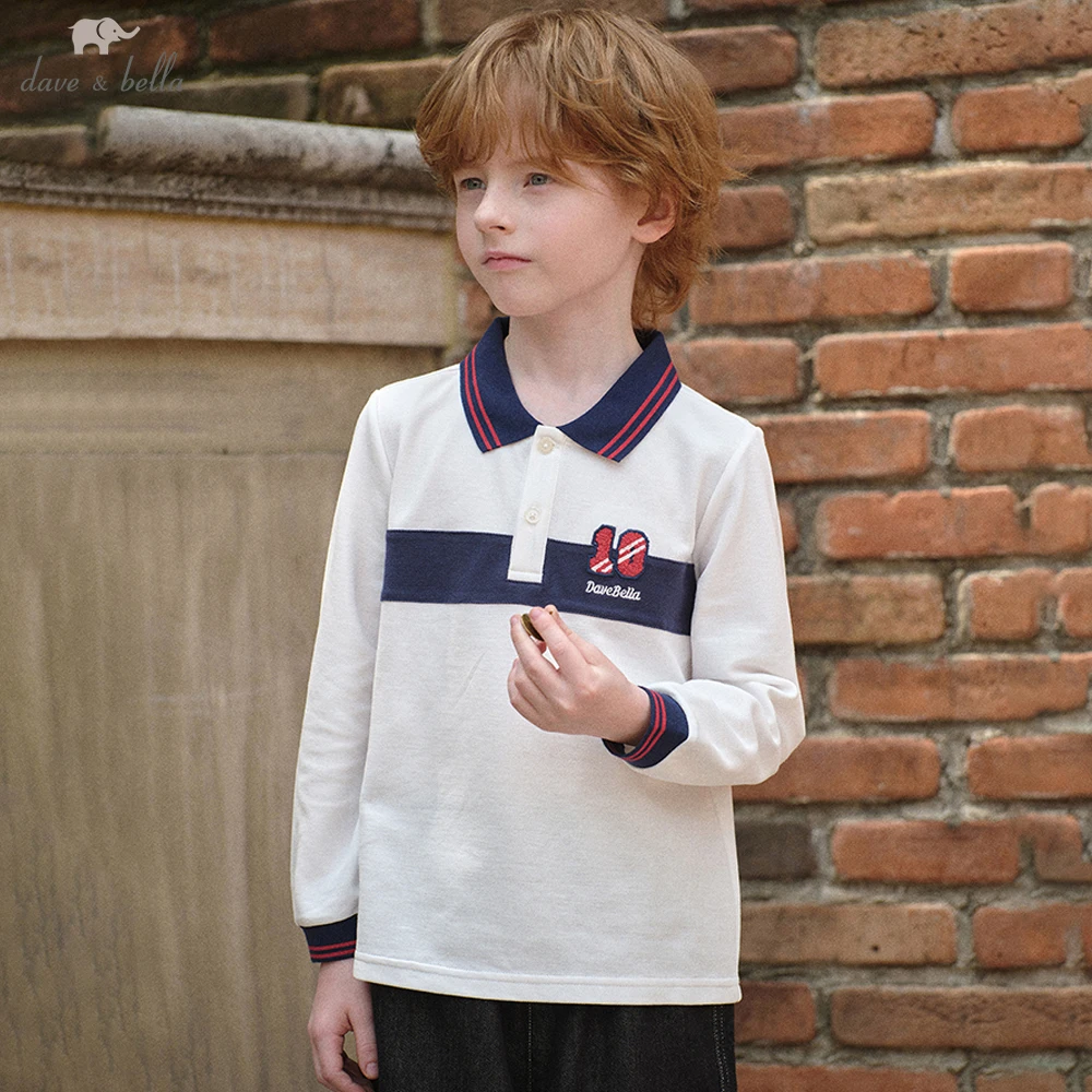 

Dave Bella Boys Spring Autumn Polo T-shirt Casual Long Sleeve Cotton T-shirt Kids Outdoor Shirt Top Children Clothes DK3253258