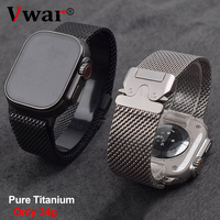Titanium Band for Apple Watch Ultra 2 49mm Series 10 9 8 7 6 5 Natural Titanium Milanese Loop for IWatch Secure Parachute Buckle
