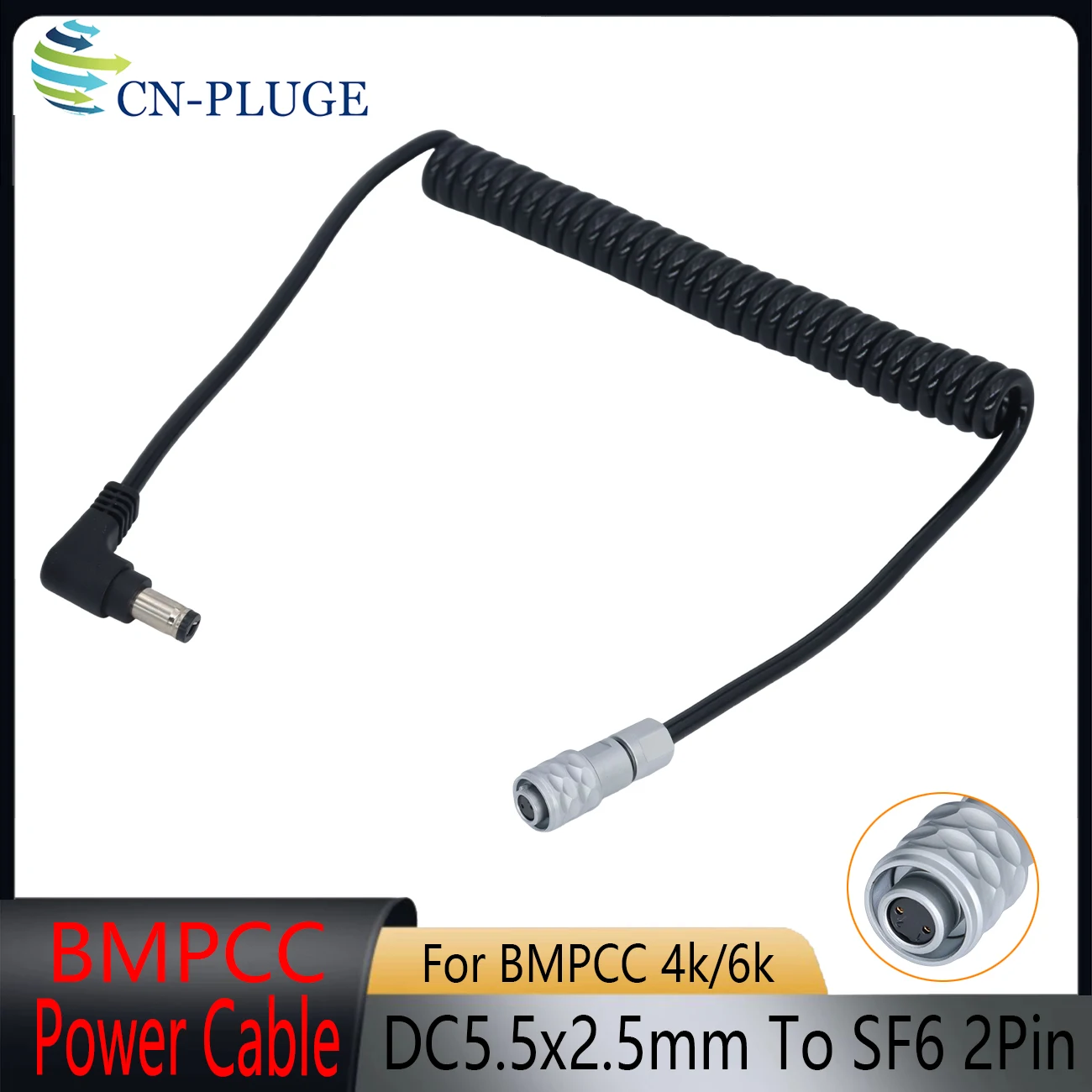 

Кабель питания BMPCC 4K/6K DC 5.5X2.5mm на SF6 2-контактный (женский) для Blackmagic Pocket Cinema Camera и аккумуляторов V-Mount/Gold Mount