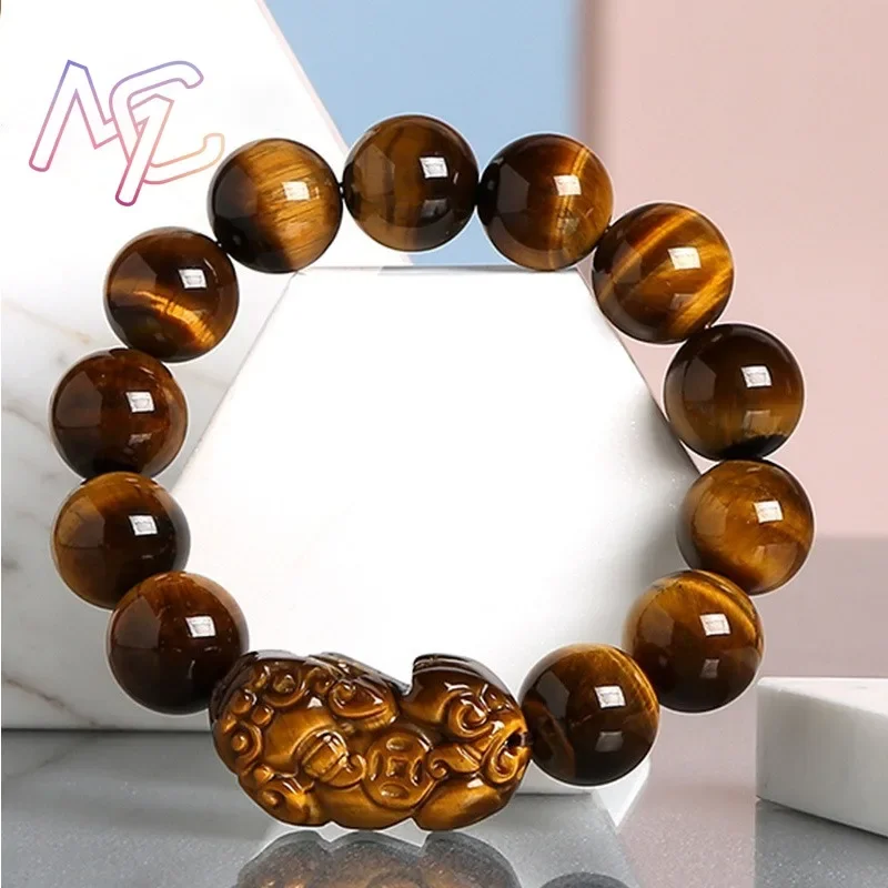 Natural Tiger Eye Pixiu Bracelet Exquisite Jade Beads Bangle Real Tourmaline Sexy Fashion Jewelry Gift for Women Holiday Present