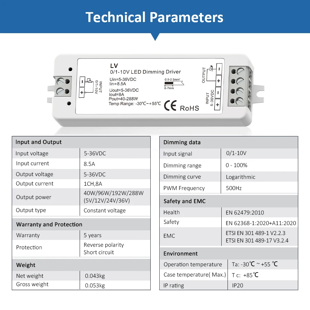 Dimmer 1-10v LV Dimming Driver 0-10V Dimmer with Remote Control T18 Wall Panel Dimmable Touch Dimer for DC 5V 12V 24V 36V Light