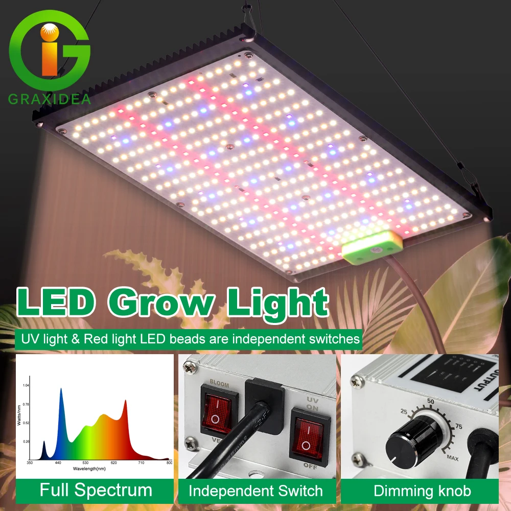 🌴 Chip LED 120W 240W LM281B AC100-240V a Spettro Completo Dimmerabile con Interruttori Indipendenti UV e Rosso per Coltivazione LED VEG Bloom