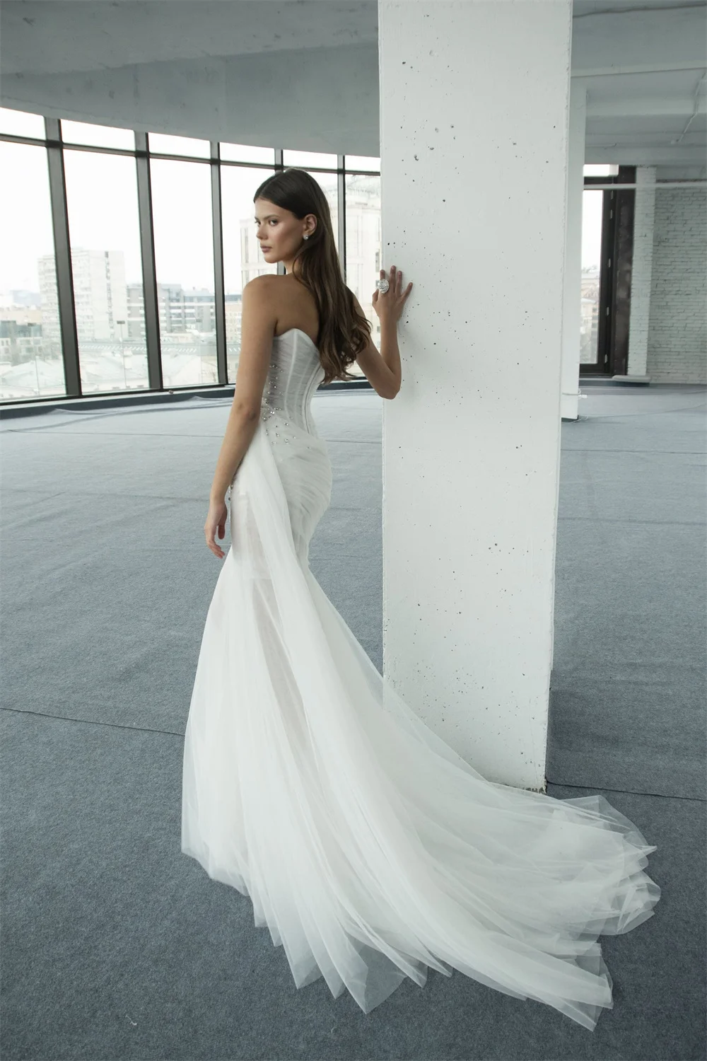 Kyoto Angepasst Mantel Falten Glänzend Sexy Hochzeit Kleid Liebsten Ärmellose vestidos de novia Lange Zug Formale Abendkleid