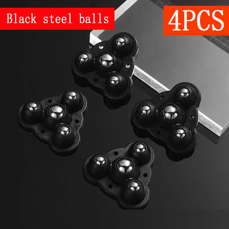 4PCS Universal Wheel Steel Ball Load-Bearing Adhesive Pulley With 360 ° Rotation Moving Ball Without Punching Furniture Casters