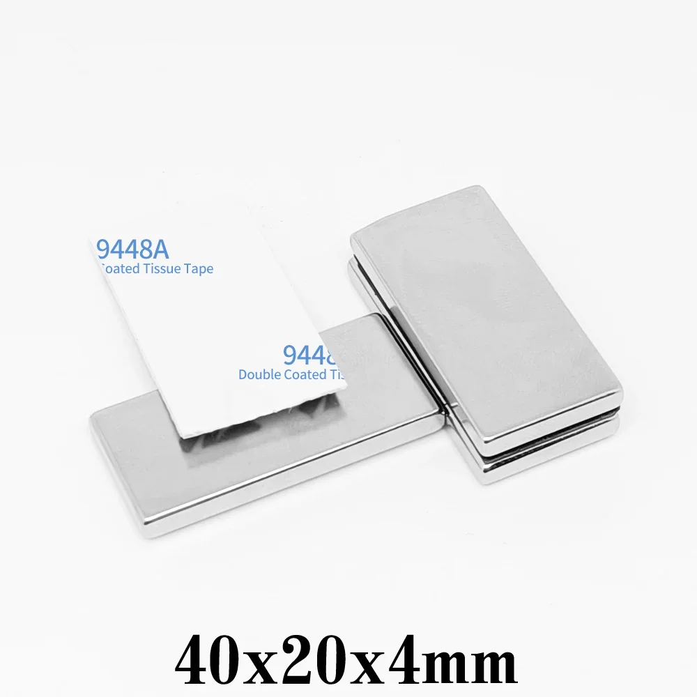 40x20x4mm Block Powerful Strong Magnetic Magnet 40x20x4 Permanent NdFeB Magnet With 3M Self - Adhesive 40*20*4