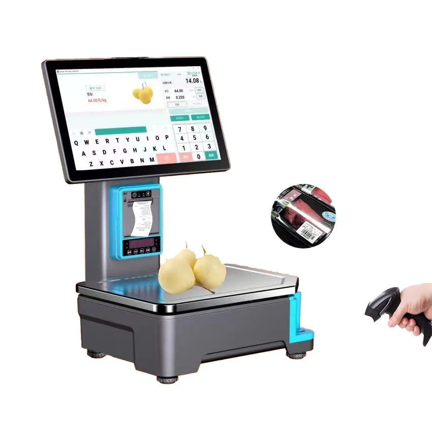 High Precision AI Integrated Scale POS Cash Register with Weighing Barcode Label Printing