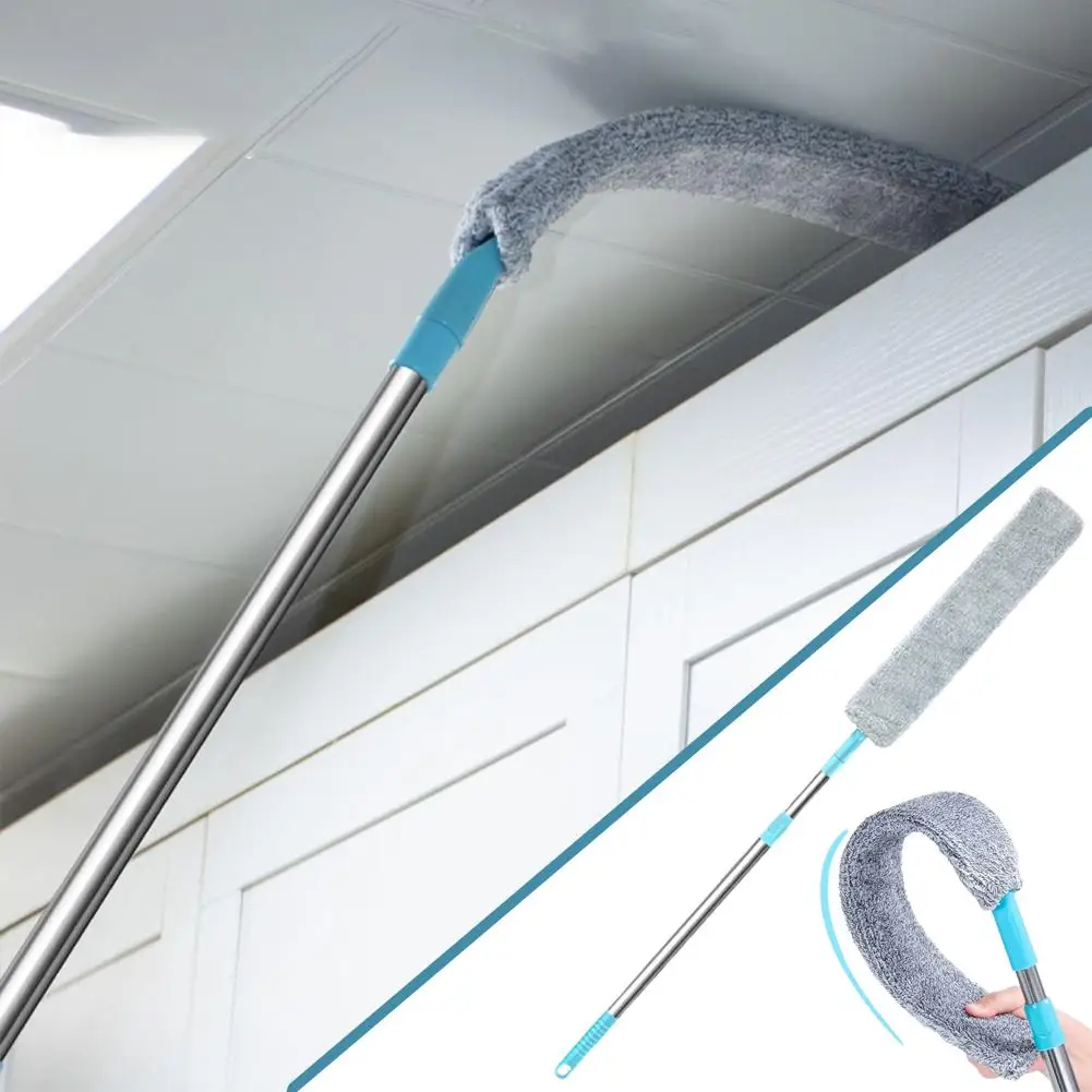 Telescopic Dust Cleaner Long Handle Mop With Bendable Head Flexible Cleaning Duster Brush For Home Dusting Household Cleaning