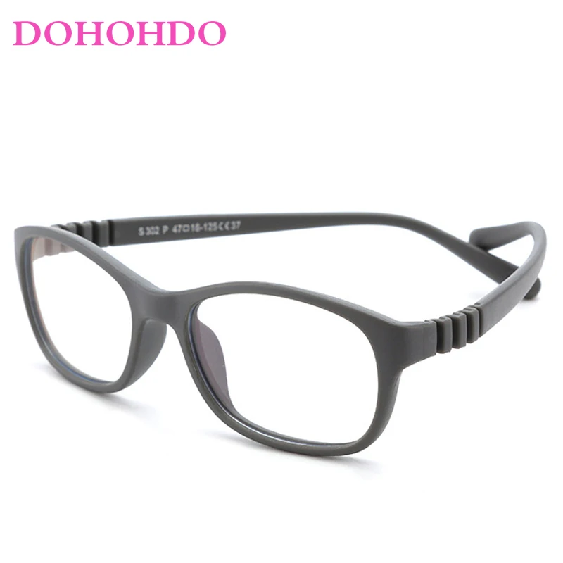 Square Kids Blue Light Glasses Fashion Silicone Flexible Optical Eyeglasses Frame Children 2023 Boy Girl Glasses With Rope UV400