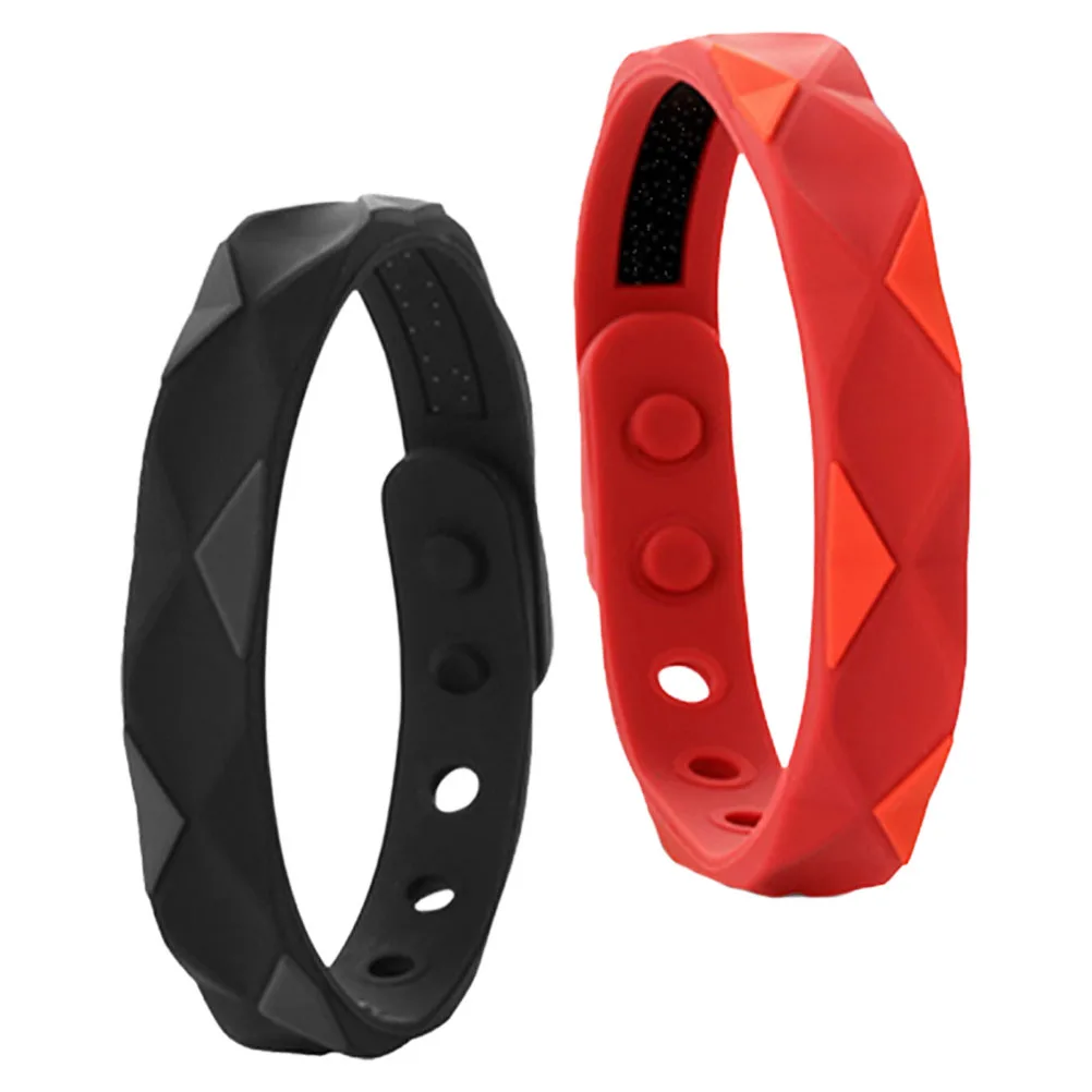 

2Pcs Anti-static Silicone Bracelets Red Black Sports Wristbands Unisex Gym Bands Adjustable Fitness Accessories Radiation