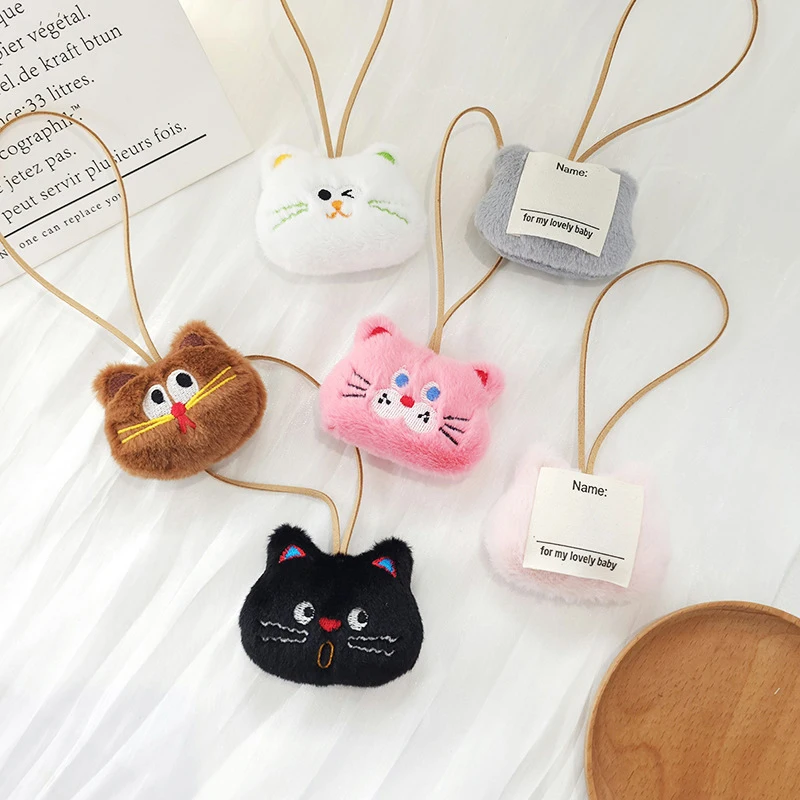 Kawaii Plush Cat Doll Keychain Kindergarten Student Backpack Name Tag Pendant School Bag Hanging Decoration Kid Gifts