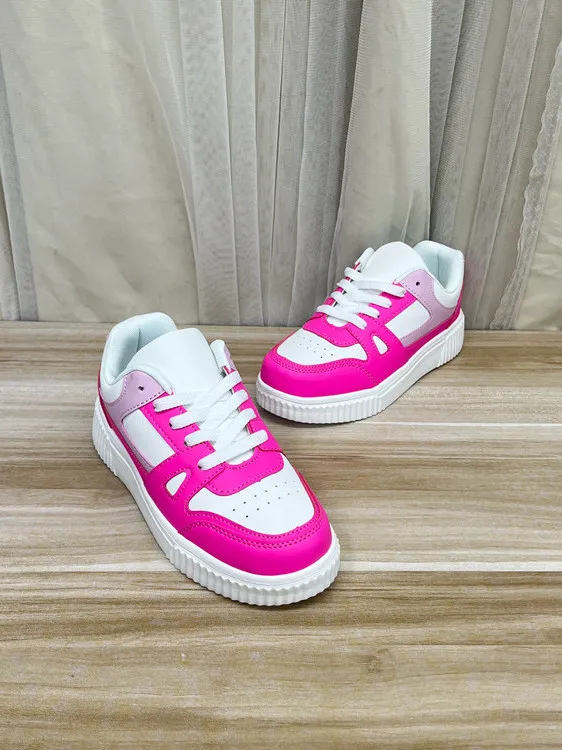 

Women's round Toe Patchwork Color Casual Thi Bot Sports oes Laced Single oes Versatile Student Platform oes