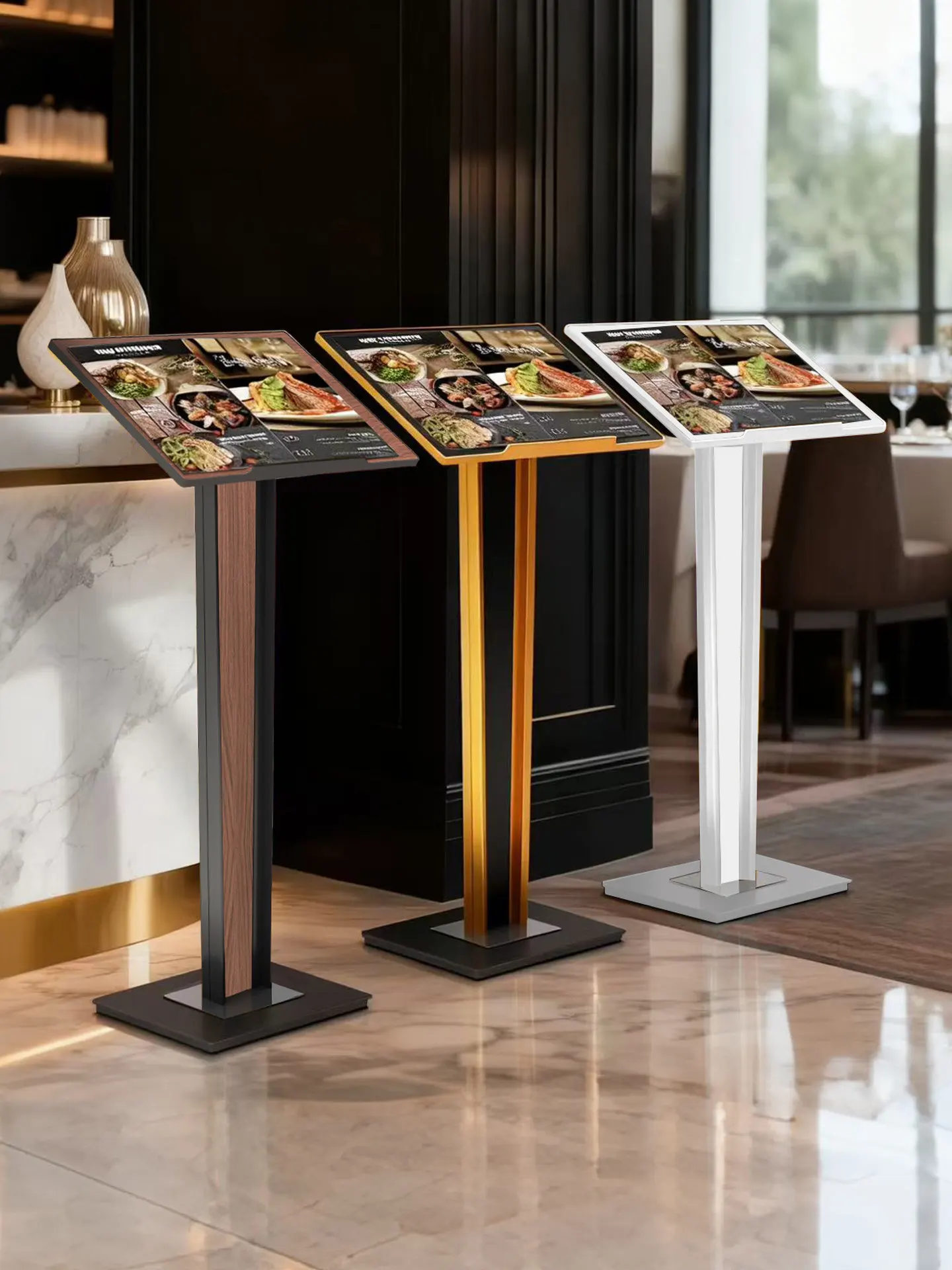 High-end restaurant menu display board display stand vertical menu floor-to-ceiling door
