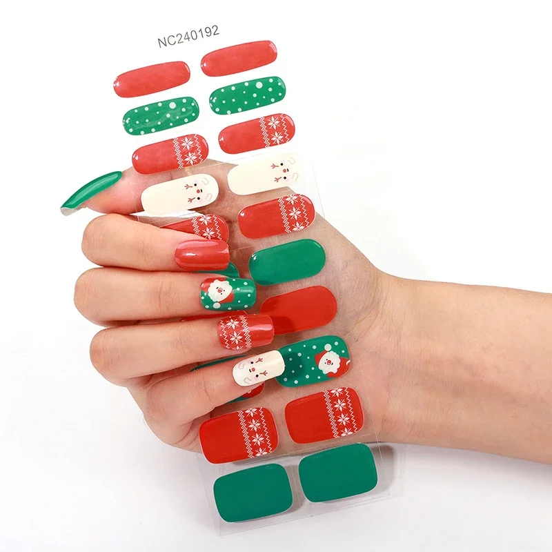 Weihnachten halb gehärtet Gel Nagel Patch Slider Kleber Schneemann Schneeflocken Nail Art Aufkleber Nagel liefert DIY Maniküre UV-Lampe brauchen