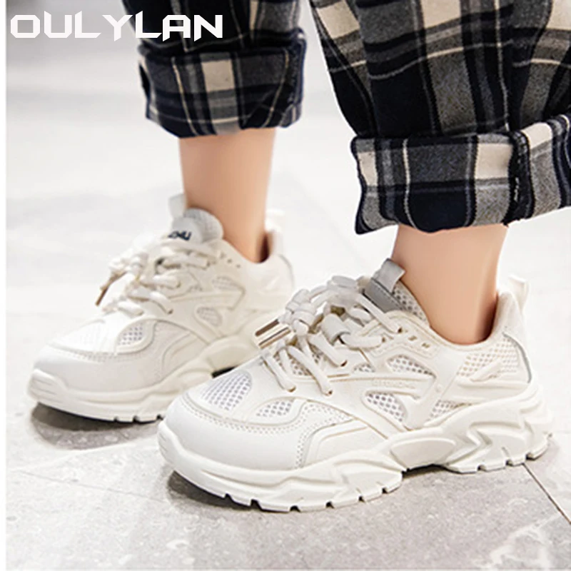 

Children Sneakers Spring Summer Mesh Breathable Sports Shoes Boys Student Soft Sole White Shoes Girls Versatile Running Shoes