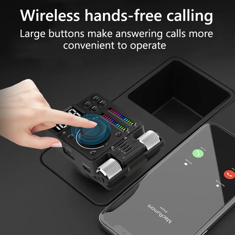JaJaBor Car FM Transmitter Treble Bass Adjustable Sound Music Player Type C PD 30W Fast USB Charger Hands Free Car Bluetooth Kit