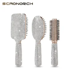 Luxury Rhinestone Comb Portable Travel Massage Hair Comb Anti-static Detangling Hairbrush Hairdressing Bling Beauty Tool Decor