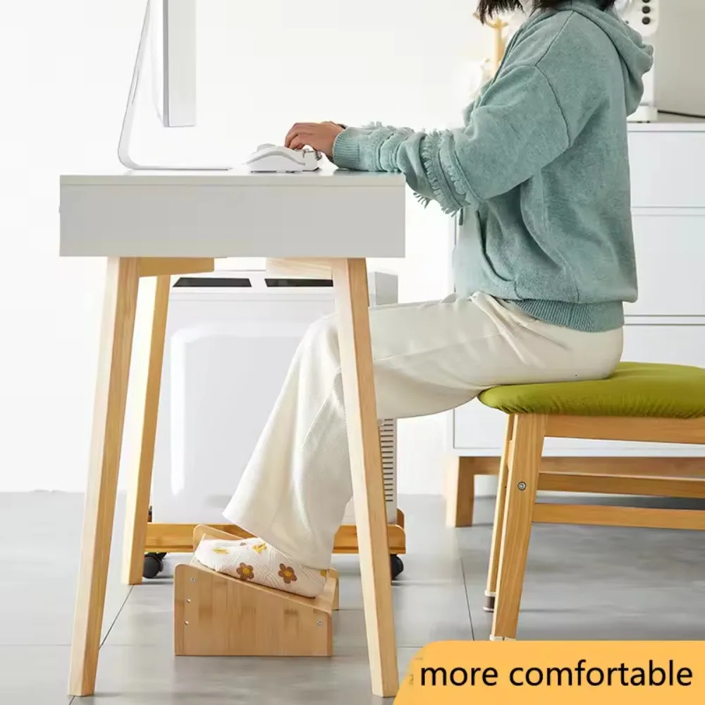Office Footstool Bathroom Footstool Bamboo Product Sloping Small and Flexible Large Stool Adjustable Foot Pedal Under The Table image 4