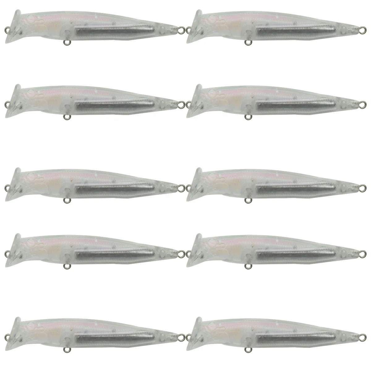

10pcs 90mm Unpainted Fishing Lure ABS Popper 17.82g Blank Crankbait 8377 Free Eye