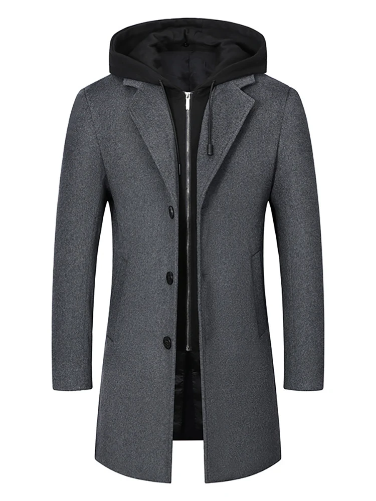 Inverno casaco de lã masculina nova cor sólida casaco de lã moda casual casaco de negócios meados de comprimento superior trench coat masculino de grandes dimensões 4xl