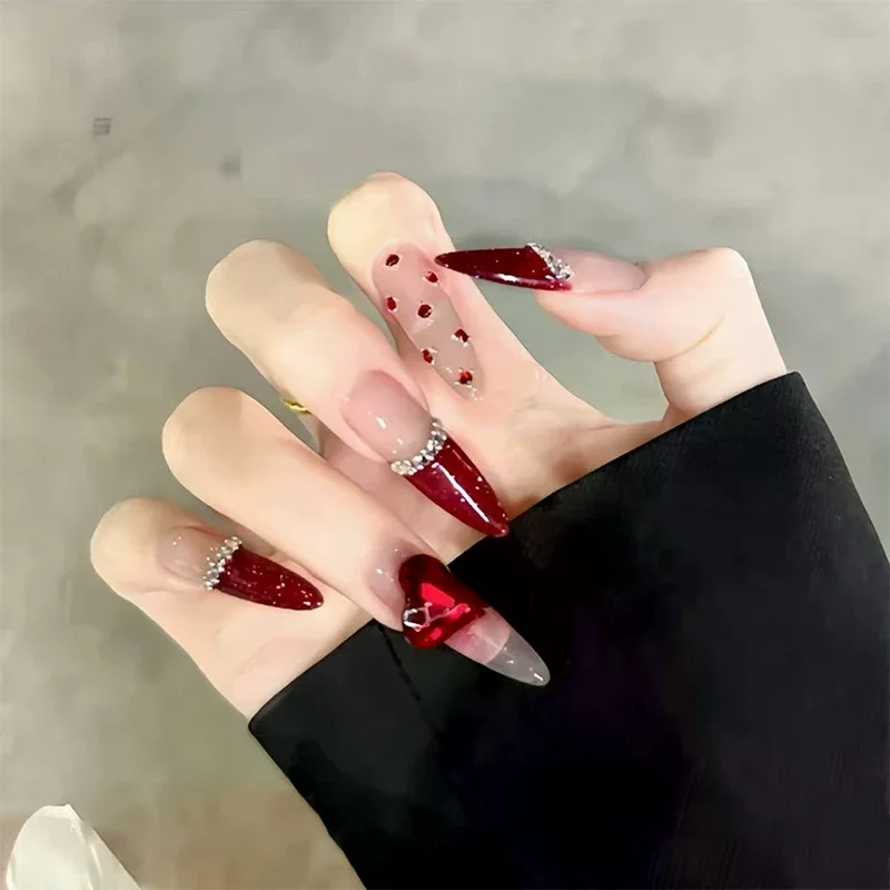 5 pçs vermelho gemas de unhas apontou fundo strass múltiplas formas prego cristal diamante misturado luxo vidro strass encantos decoração