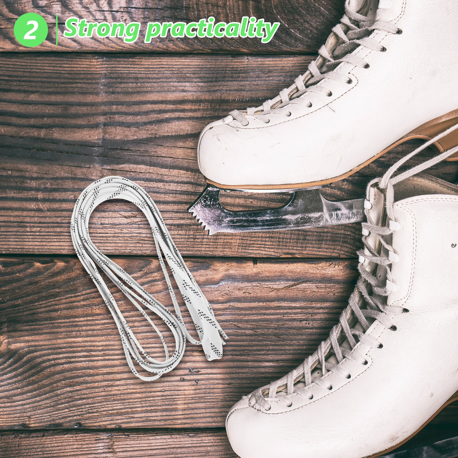 

Waxed Hockey Shoelaces for Ice Skates Shoes Cotton Replacement Adjustable Length Anti Slip Durable Wear Resistant Laces Roller