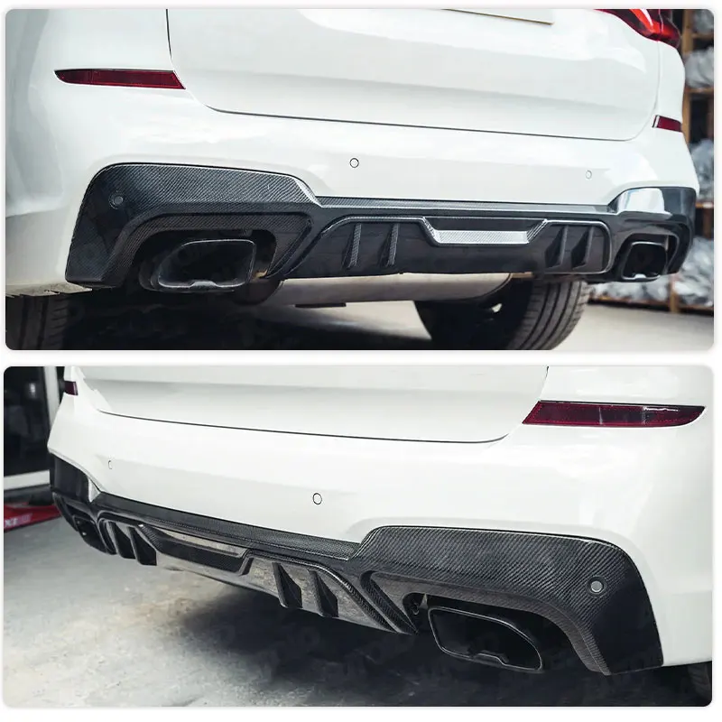 Car Rear Bumper Diffuser Lip Spoiler for BMW X3 G01 M-Sport M40i Utility 2018 2019 Rear Diffuser Lip Apron Body Kit Carbon Fiber