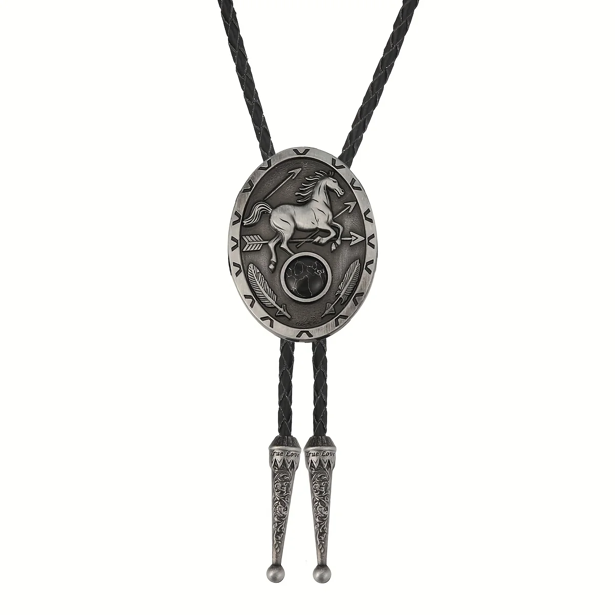 Retro Western Cowboy Necktie Oval Running Horse Style Fashion Men Bolo Tie