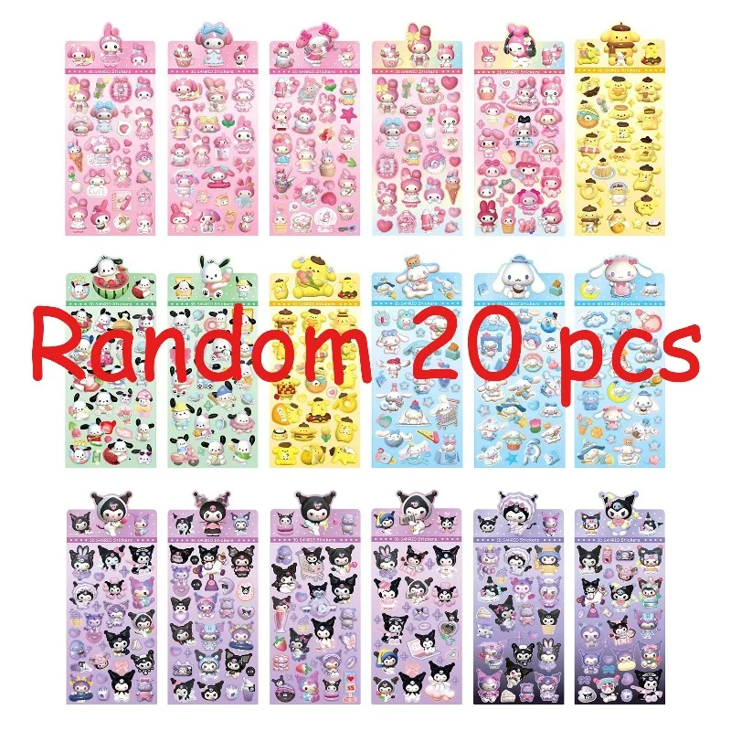 

20pcs Multi-PC Kuromi Laser Stickers - Anime Cartoon Style, DIY Creative Stickers, Suitable for Stationery and Home Decor