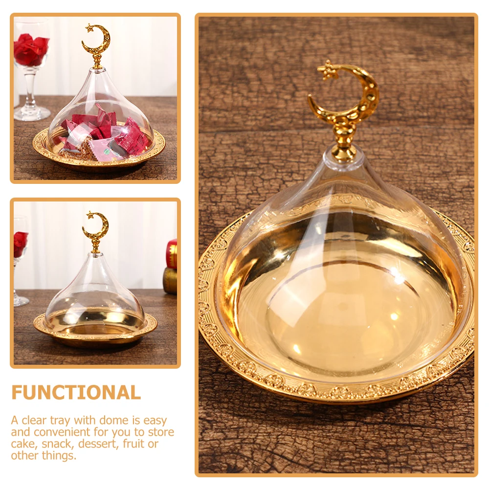 

Retro Carving Tray Transparent Lid Cake Pan Serving Stand Snack Candy Dish Plate Dessert Chocolate Food Cover Household Bakeries